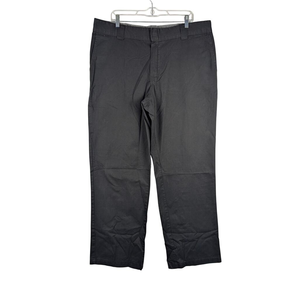 Dickies Pants Mens 39x31 Black Straight Leg Workwear Flat Front Chino